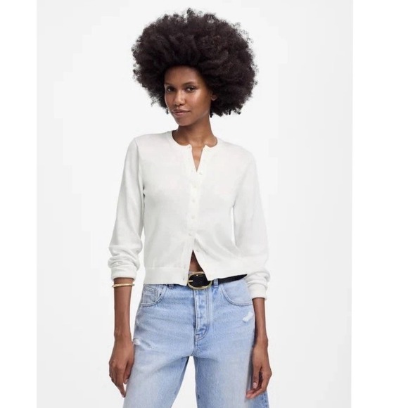 Madewell Sweaters - Madewell Button-Front Cardigan in 100% Cotton - White New